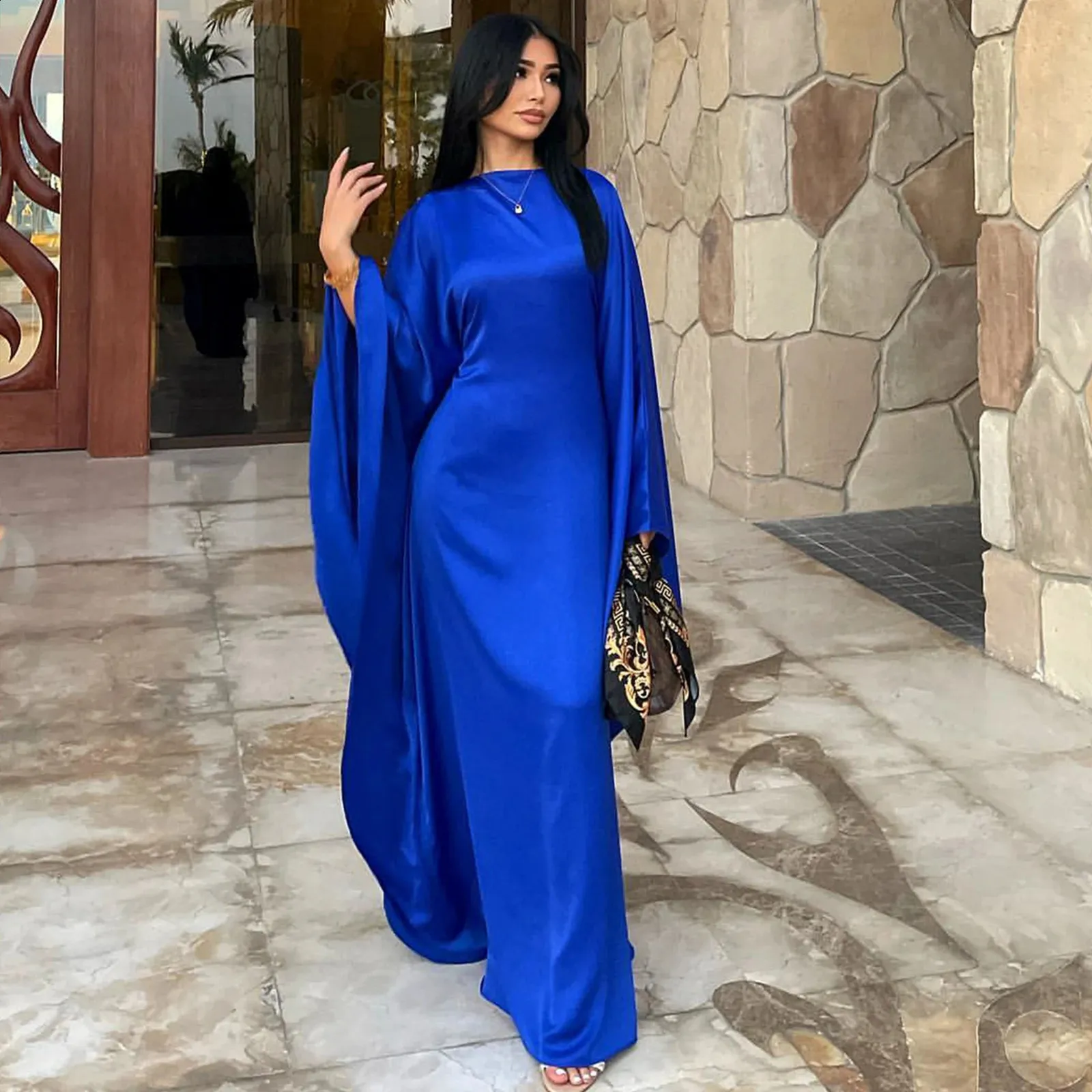 abaya dress dresses Delicate Embroidery Dubai Kaftan Abaya Arabic Dress XL / 60 Inches / Matching Embroidered Scarf (24 X 71 Inches)