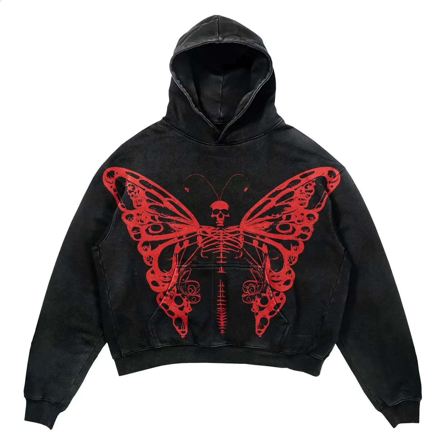 ★LMC★GOTHIC APPLIQUE GRADATION BLEACH HOODIE DHgate.com:Oversized Flame Print Hoodie - Y2K Goth