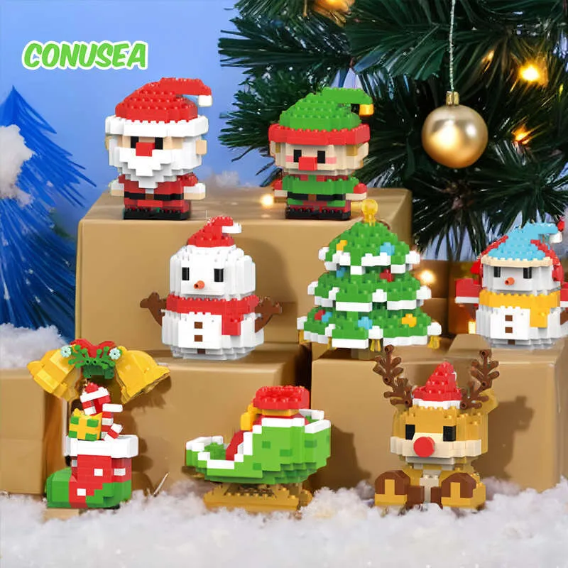 Christmas Gifts Micro Building Block Series Santa Claus Reindeer Puzzle ...