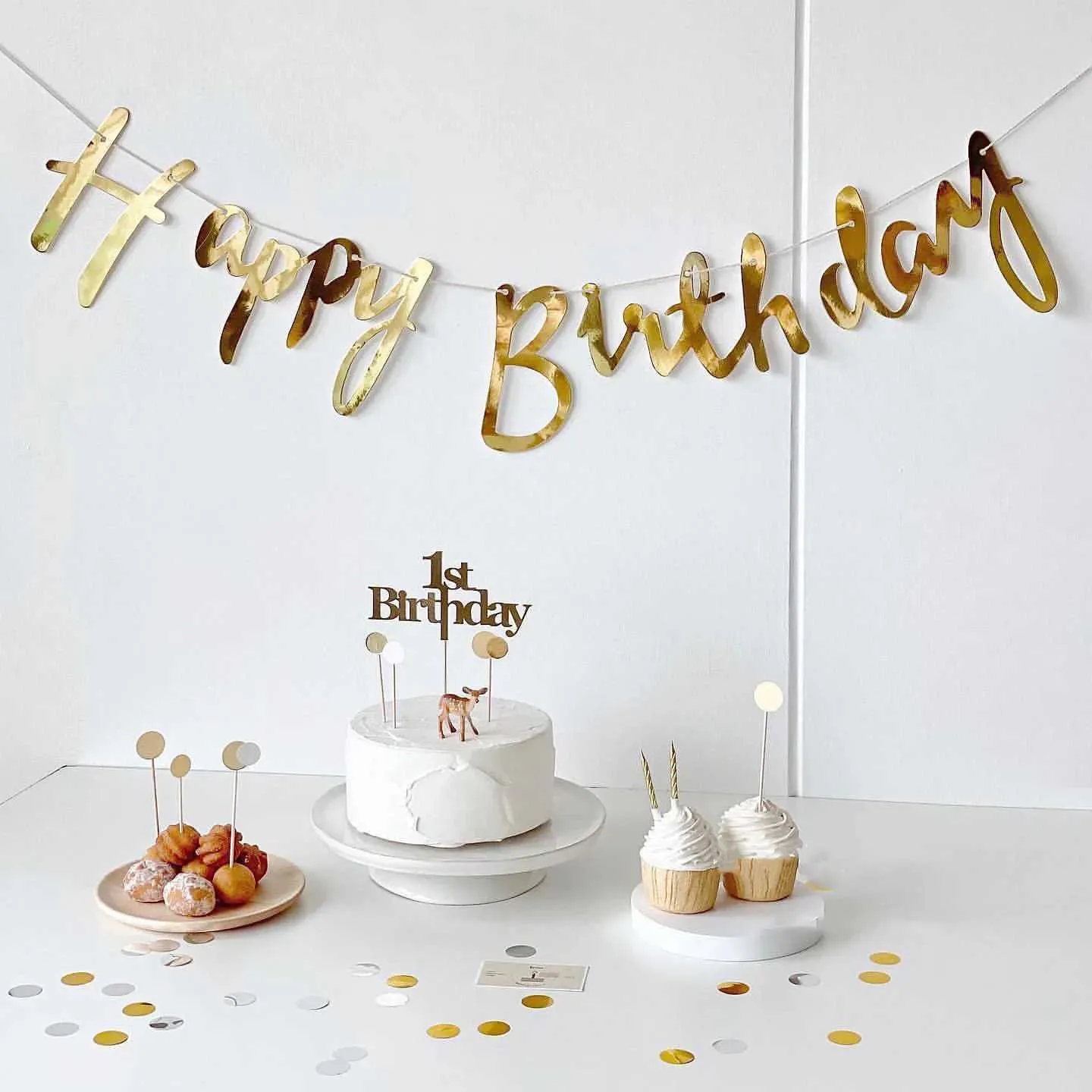 Happy Golden Birthday Banner - Gold Glitter Party Decor For 21st, 30th, 40th, 50th Champagne Birthday - View #8