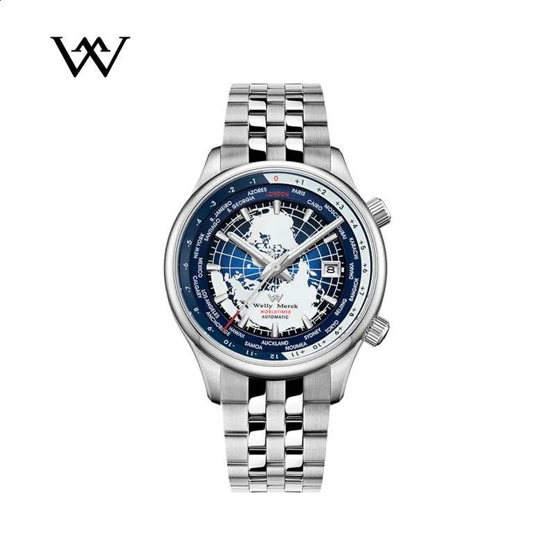 Men's Automatic Sapphire Crystal Mechanical Watch with World Time ...
