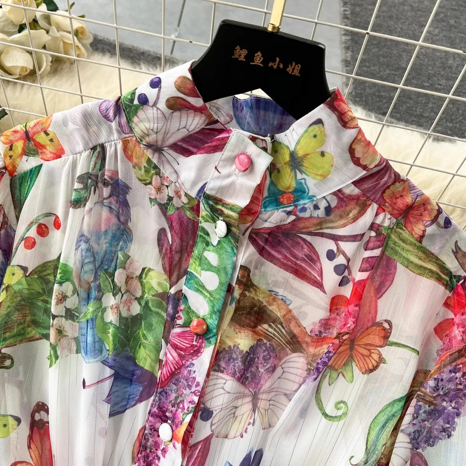 Bohemian Floral Chiffon Summer Dress with Lantern Sleeves and Belt for Women - Runway Stand, Beach Holiday, Long Vestidos Boho Robe (2056 240819) Bohemian Floral Chiffon Summer Dress with Lantern Sleeves and Belt for Women - Runway Stand, Beach Holiday, Long Vestidos Boho Robe (2056 240819)