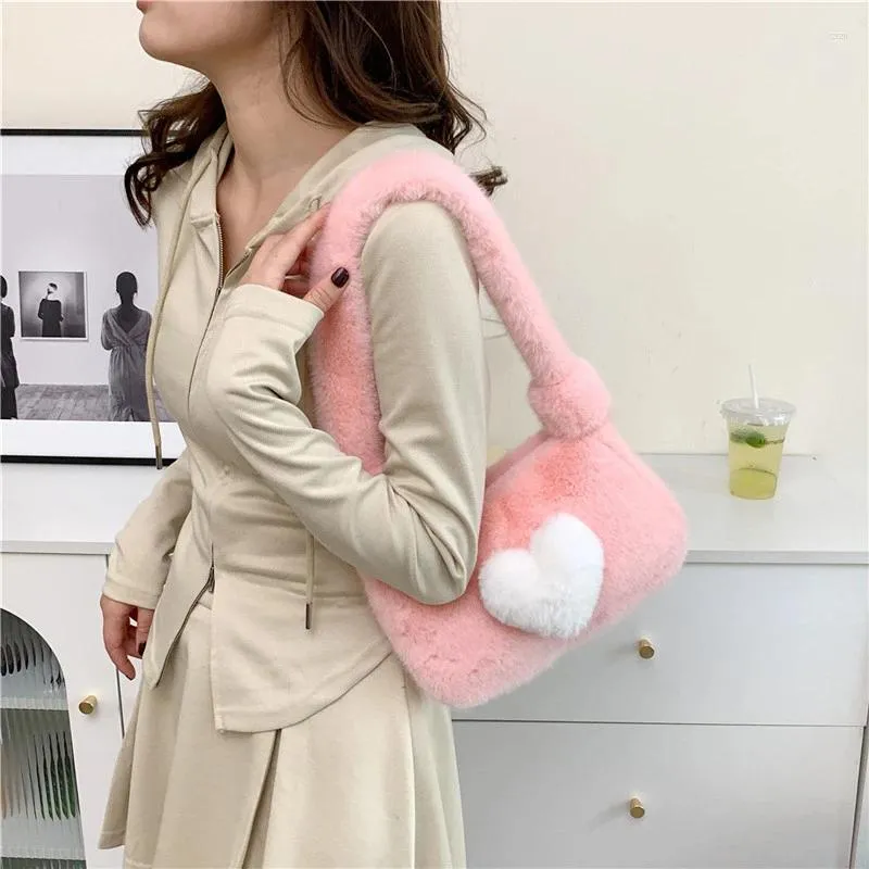 Slouchy Hobo Bag Fluffy Tote Bag Y2K Fuzzy Hobo Bag Purse Plush Furry Aesthetic Shoulder Bag For Autumn Winter (Black-Flower Fur Bags For Women 11 thumbnail image