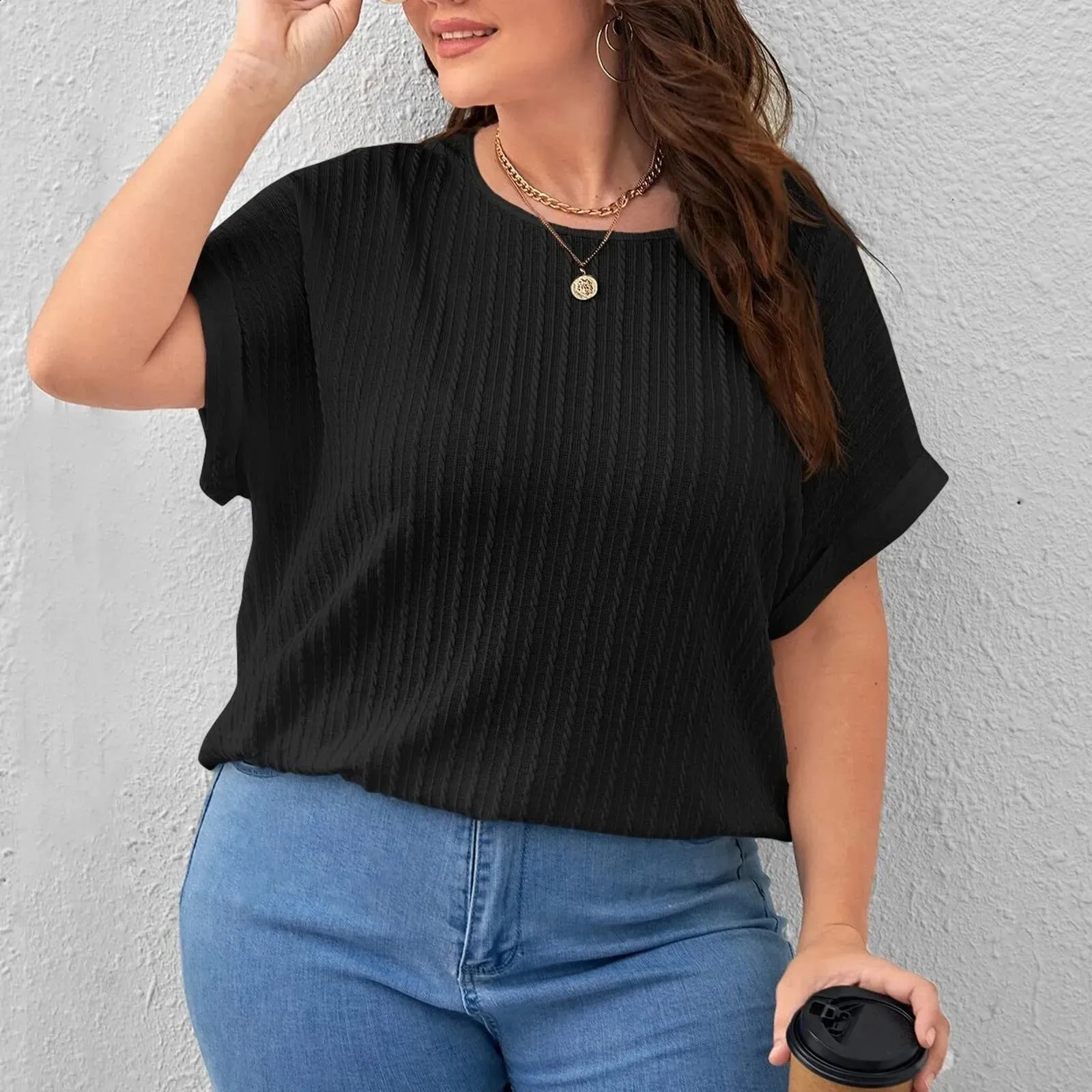 thumbnail image 2 of Women's Plus Size Batwing Sleeve V Neck Hoodie Casual Oversized Pullover Top For Effortless Style And Comfort 2 of 13