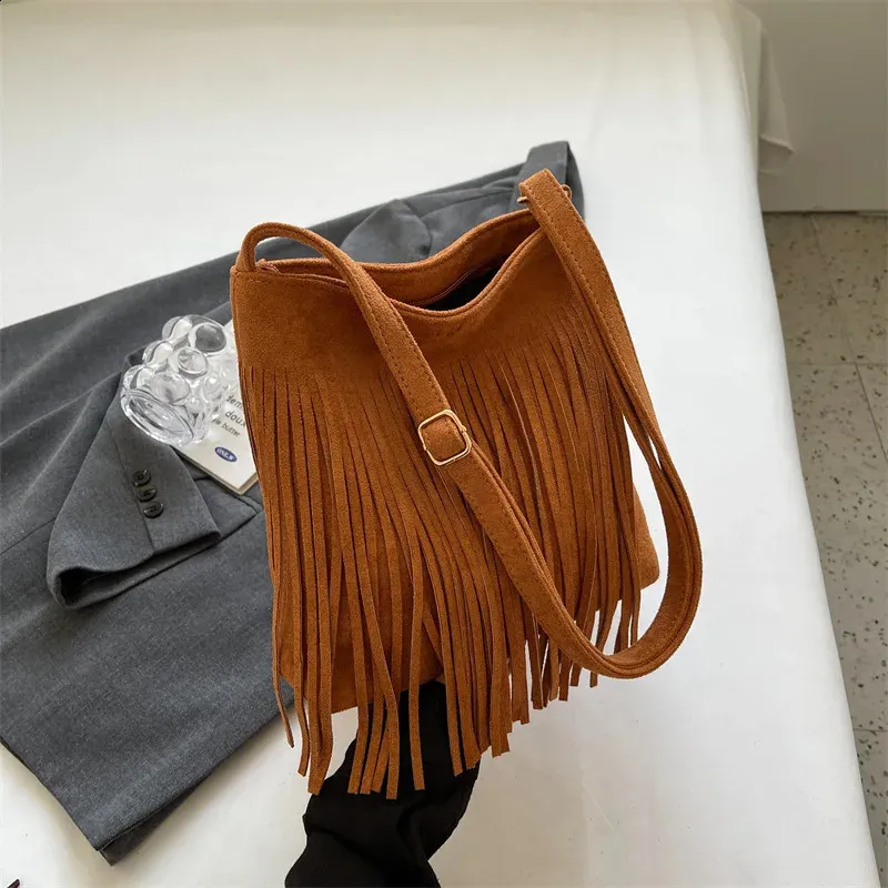 Trendy Solid Tassel Shoulder sling bag women - Vintage