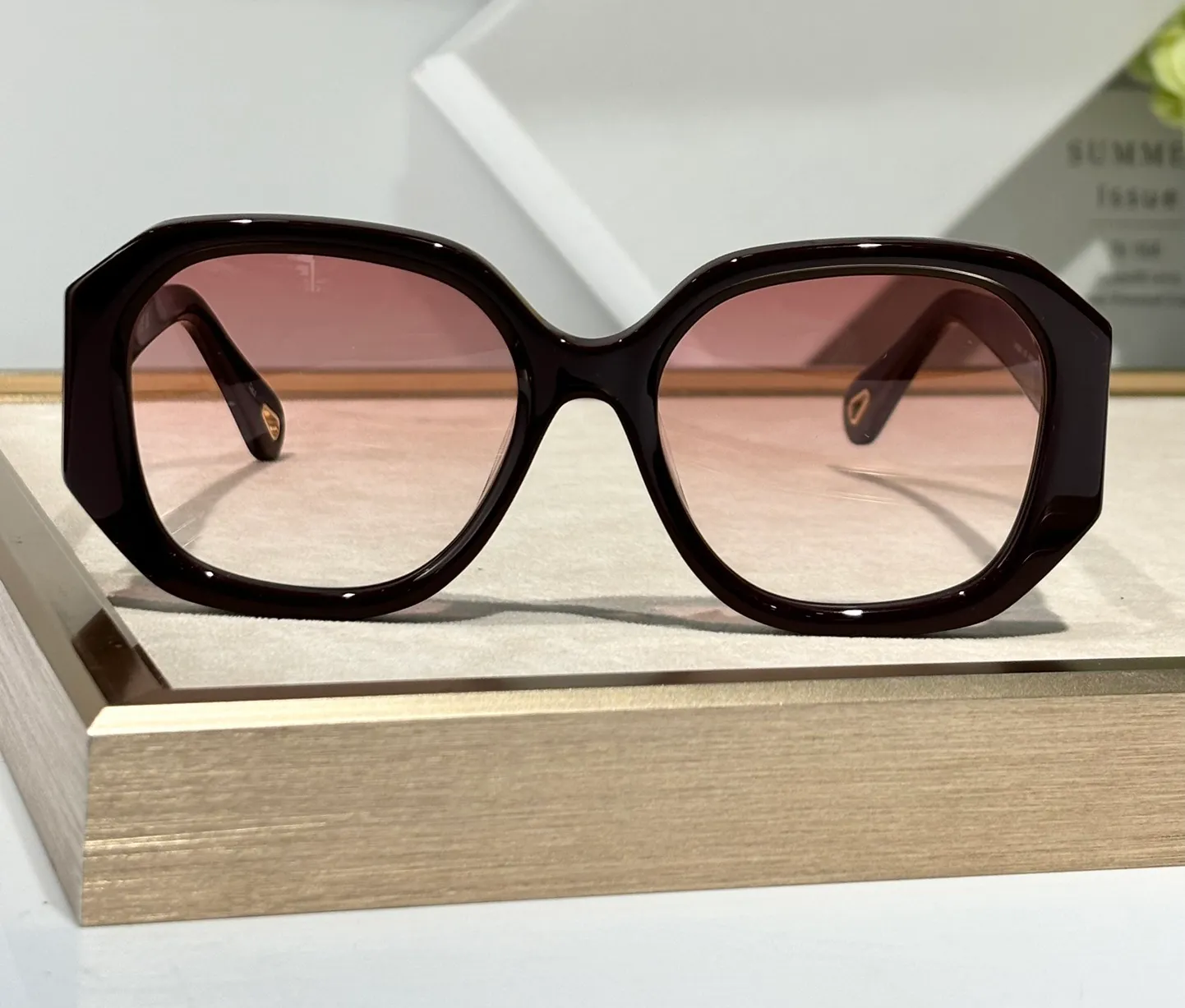 Pink Women\'s Black Square Sunglasses with Protective Case CHANEL Sunglasses: Square Sunglasses, acetate — Fashion | CHANEL main image 2