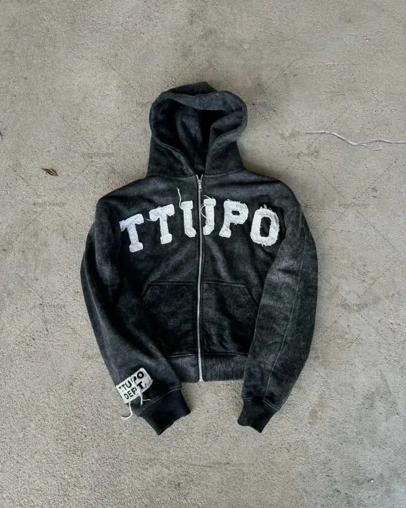 DHgate.com:2024Harajuku Retro Embroidered Oversized