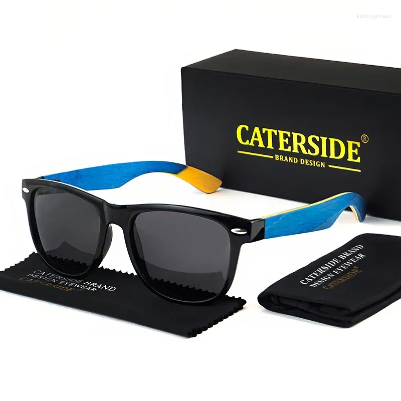 Carterside Retro Wood Sunnies | Polarized Square TR90 Frames  display picture 3