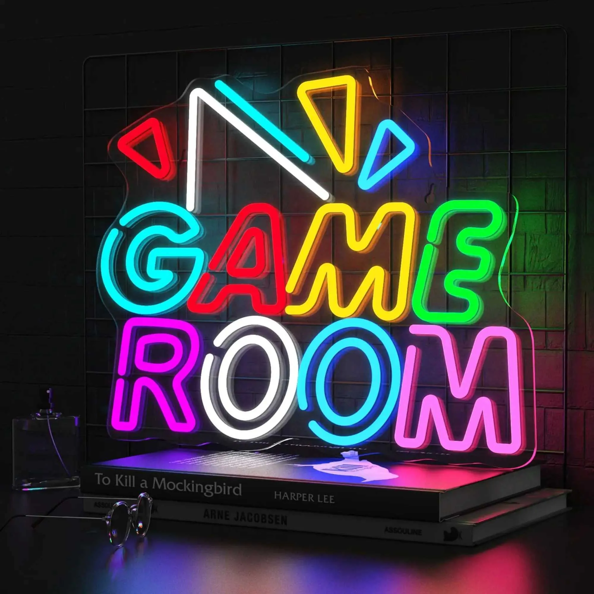CooPark Game Neon Sign, LED Art Wall Decor Rock Hand Neon Light with USB Powered, Studio Music Lover Party Bar Bedroom Decoration, Creative Gifts for Birthday Christmas Thanksgiving