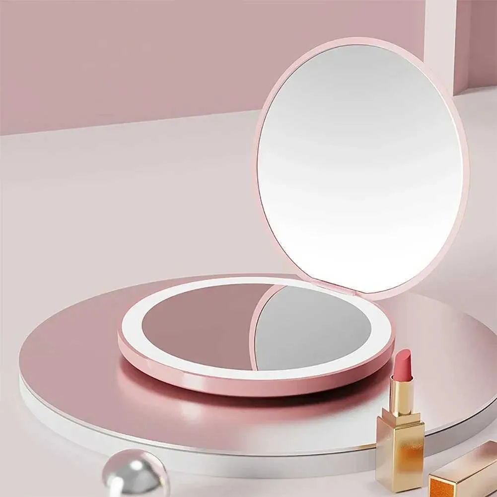 Mini LED Lighted Makeup Mirror: Portable, Foldable Design