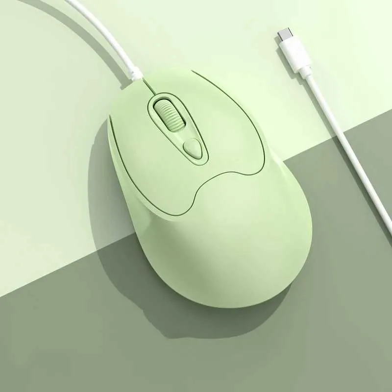 Type-C Interface Wired Mouse Suitable for Computer USB-C Peripherals Office Gaming Mice Mute Ergonomic 1600DPI Mause Girl Gifts M240820