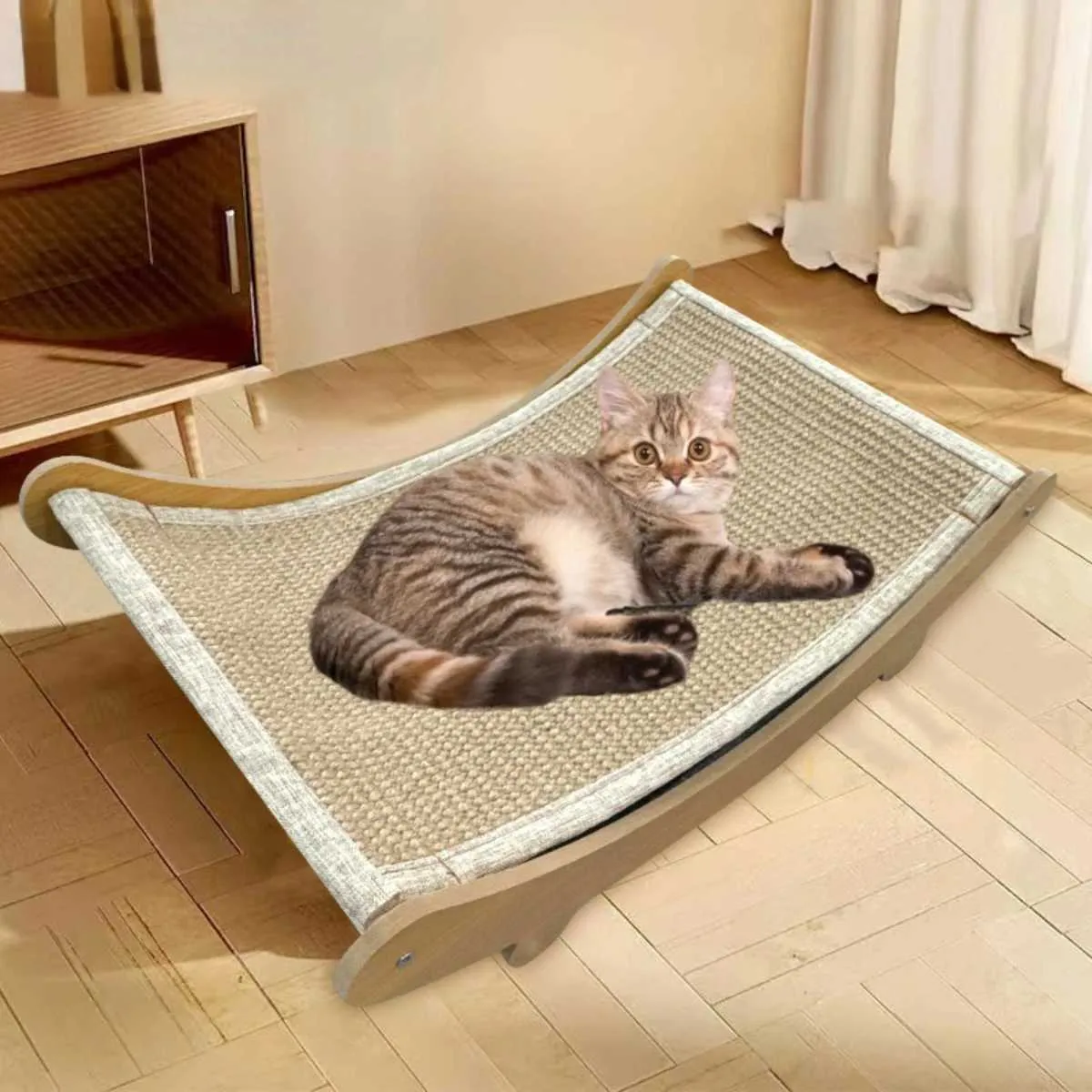 Removable Cat Litter Board Scratch Resistant Crumb Free with Built in Claw Grinder Cozy Sofa Recliner Cat Toy