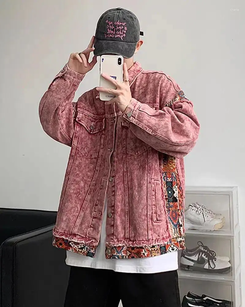 DHgate.com:Mens Denim Jacket, Retro Patchwork Casual Loose