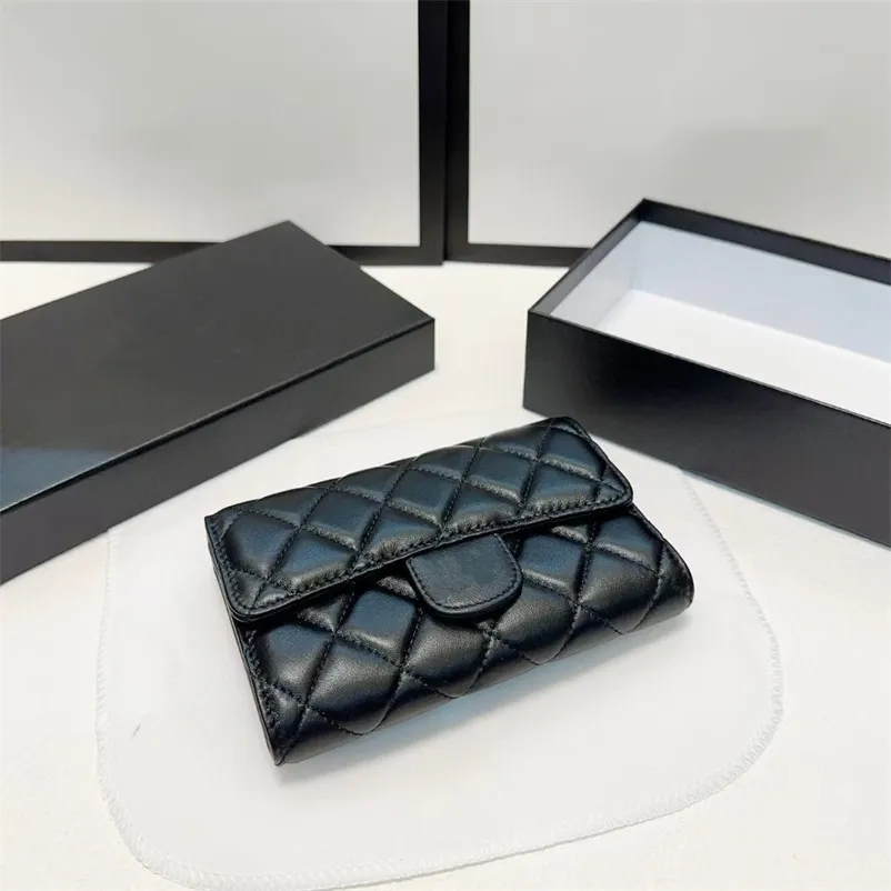 Designer Wallet Women Wallets Classic Clutch Bags Luxurys Purse Card Holder Black Lambskin Caviar Leather Gold Hardware Mini Handbags