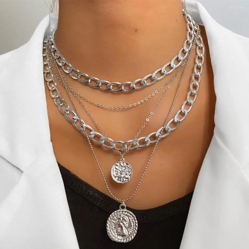 Save Big on Bulk Multi Layered Coin Necklace Pendant Necklaces 2024 Vintage  Multi Layered Coin Pendants For Women Bohemia Chunky Thick Cuban Link