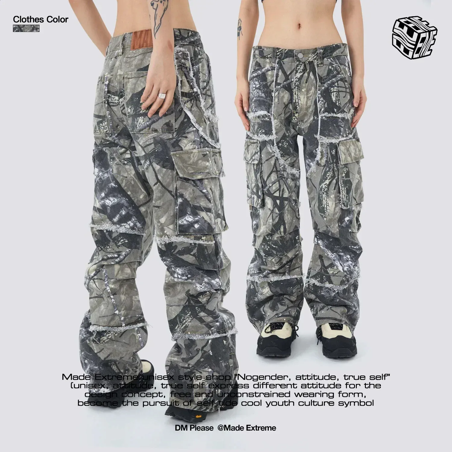 Jungle Camo Cargo Pants: Extreme Leafy Design, Loose Fit