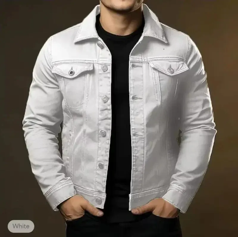 Mens Washed Denim Jacket: Casual Autumn Top, Loose Fit