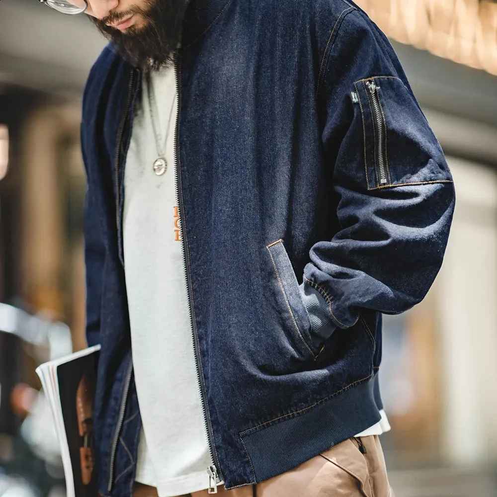 DHgate.com:Mens Vintage Denim MA1 Flight Bomber Jacket