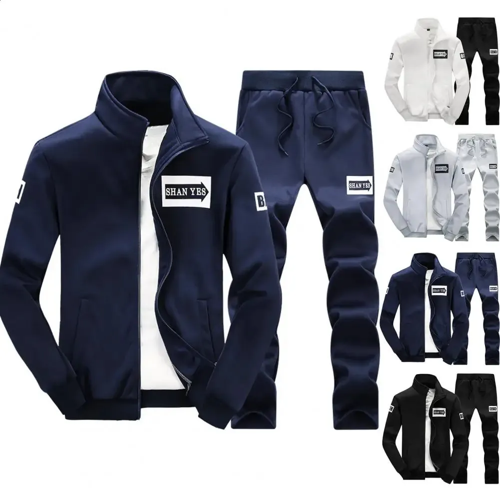 Sonbahar Erkekler Kaliteli Polar Sweatshirt Pantolon Set Sporting Sweat Suits Mens Survetement Sportswear Erkek Trailsuit 240819