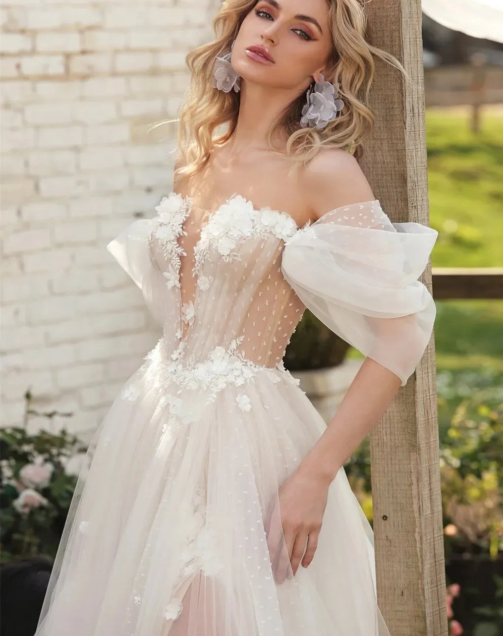 blue dress for baby girl Chiffon Bridal Dress,Boho Wedding Dress,Off Shoulder Bridal Dress –  luladress