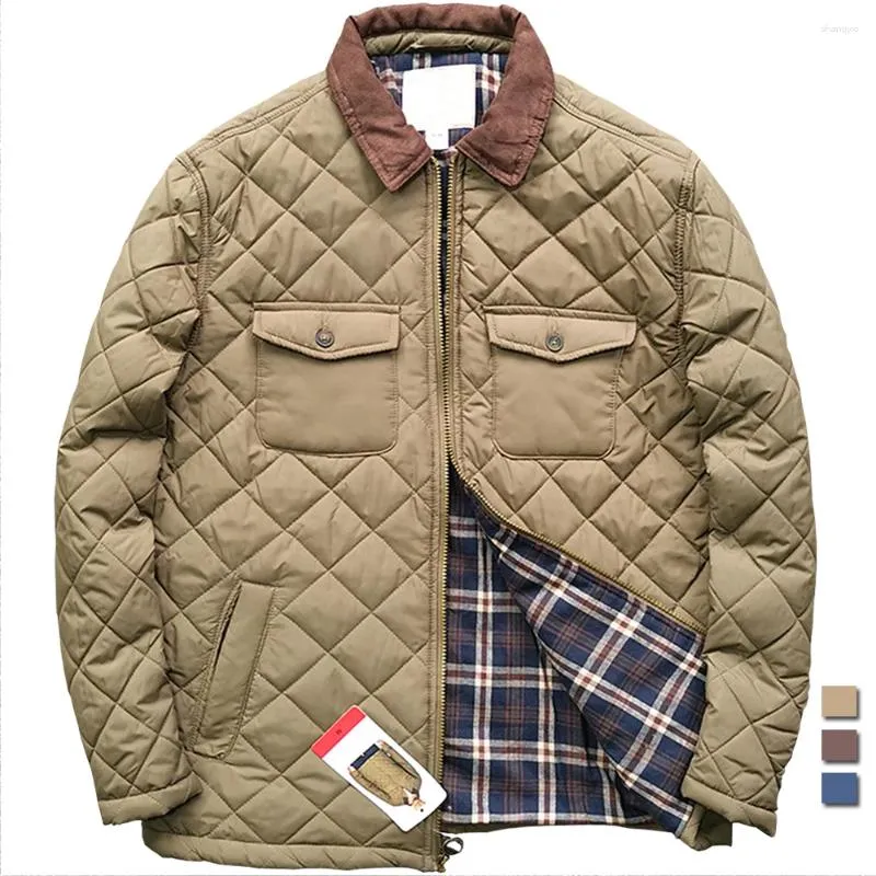 Save Big on Bulk Mens Cargo Jackets Men's Quilted Flannel Lined Barn  Jacket, Vintage Insulated Work Coat With Argyle Lapel, Casual Autumn Winter 