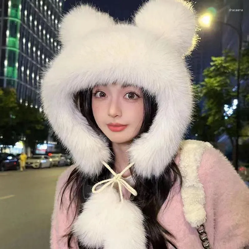 Real fur hat mink apres ski style beret super cute Brown Mink Fur Aviator Hat Handmade By FurbySD main image 4