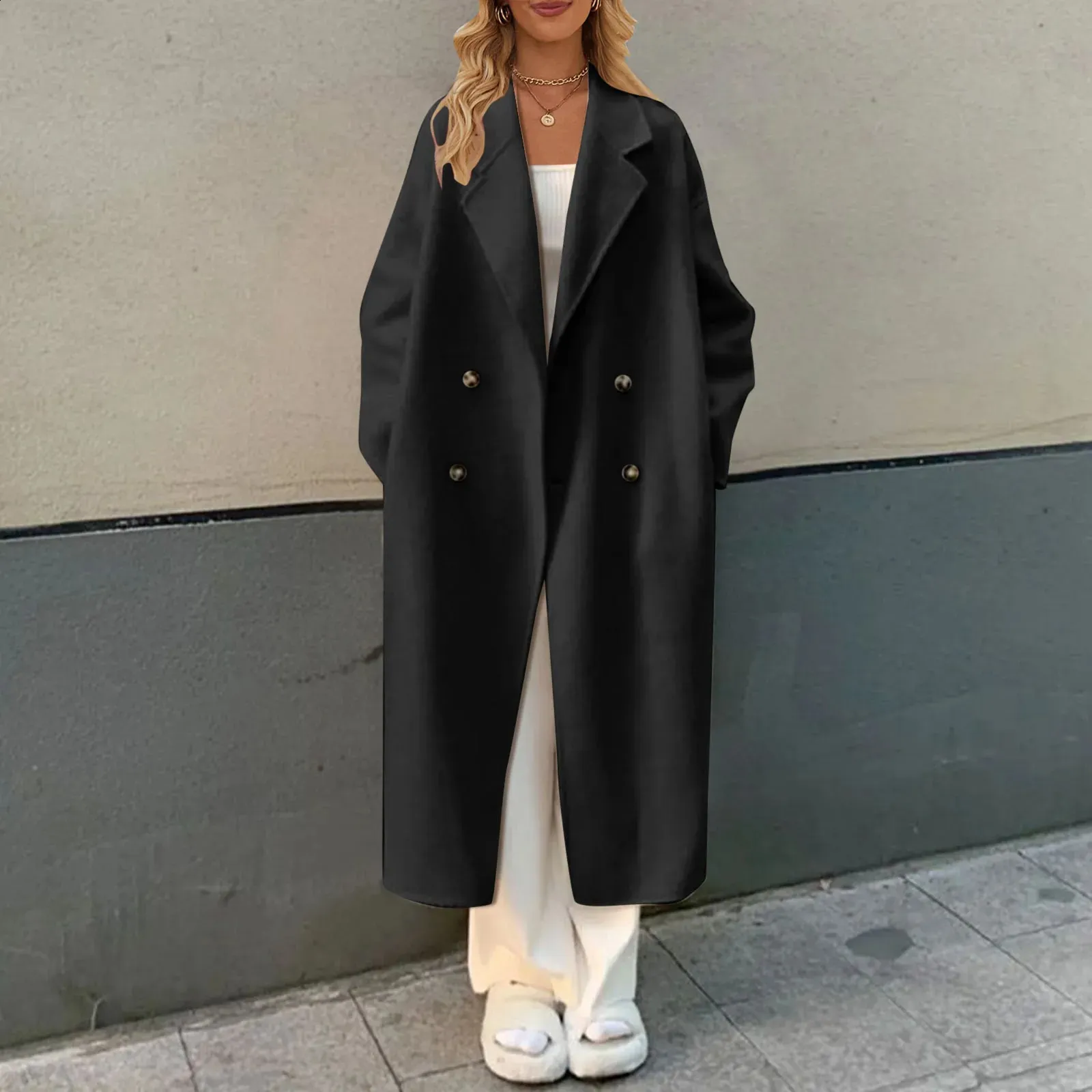 Cardigan Casual Kimono Cardigan in lana a maniche lunghe lavorato a maglia autun