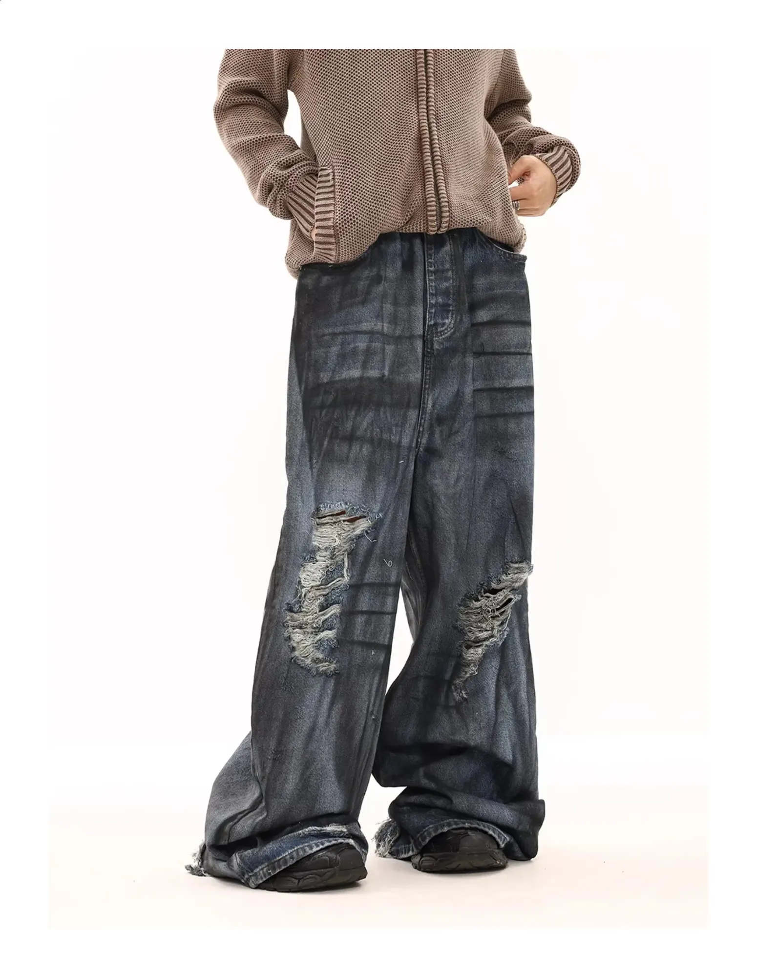 Spray Paint Jeans: Distressed Denim Trousers, Vintage Style