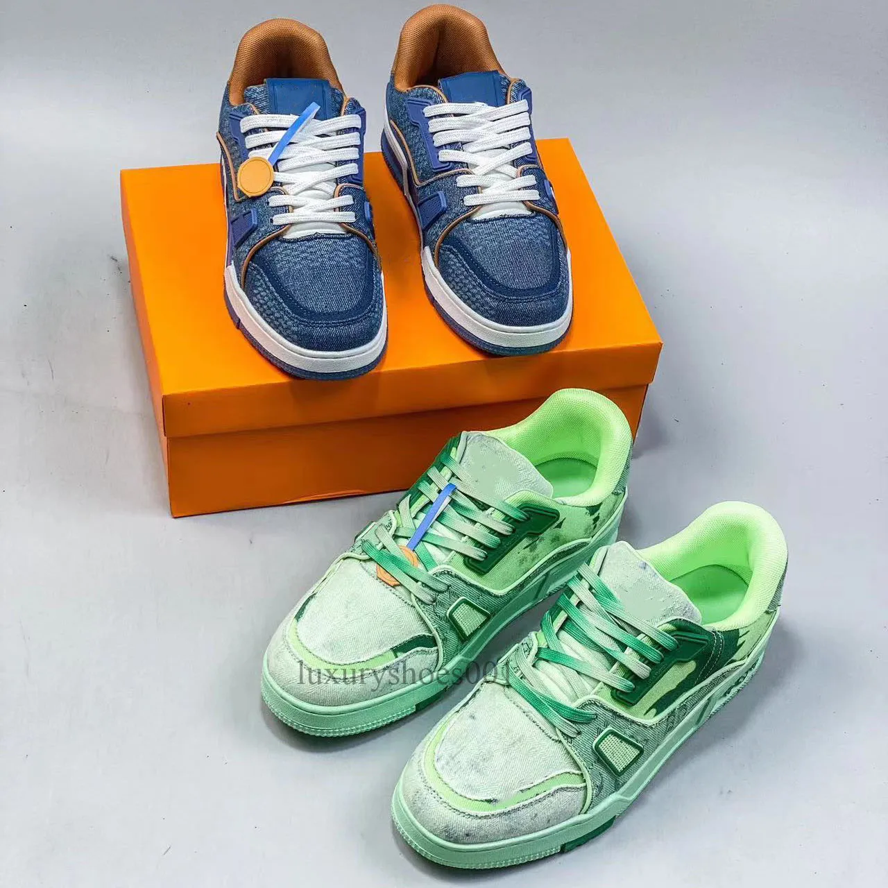 Top Quality Designer skate Trail sneaker low Shoes Men Luxury Sneaker Trainer Virgil Calfskin High quality Letter Overlays Platform Low Sneaker Casual