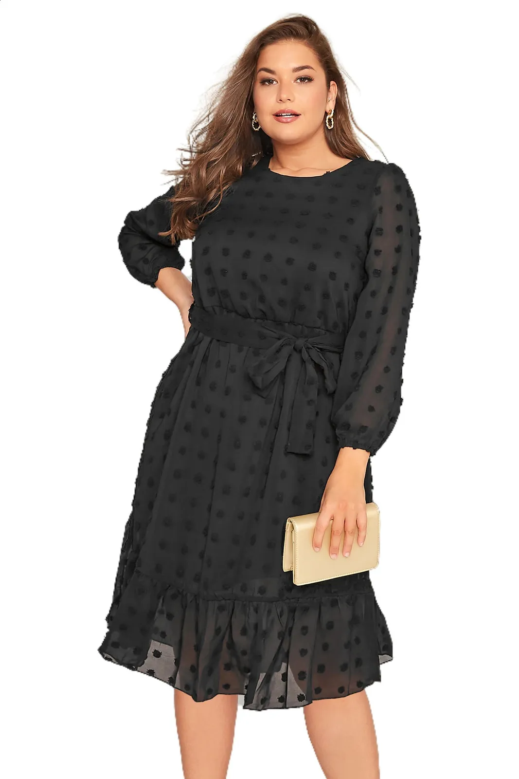 open lace back dress Unique Vintage Plus Size Burgundy Turtleneck Midi Dress main image 0