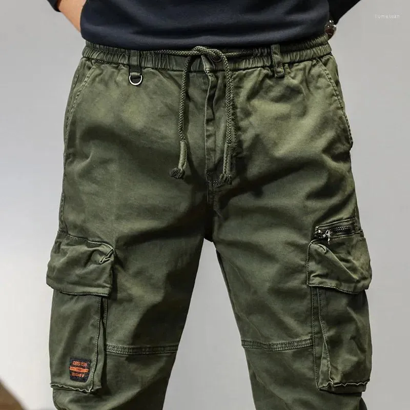 Trendy Men's Cargo Trousers: Slim Fit Multi-Pocket Pants for