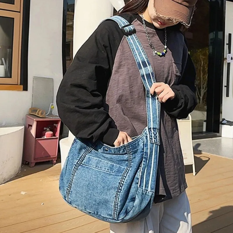 ショルダーバッグ・ポシェット washed denim cross bag DHgate.com:Washed Denim Canvas Crossbody Bag - Adjustable