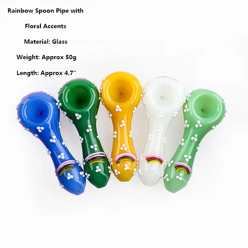 5-Pack Colorful Handmade Glass Smoking Pipes With Double Bowl & Carb Hole - Collectible Tobacco Spoon Pipes By StonedGenie