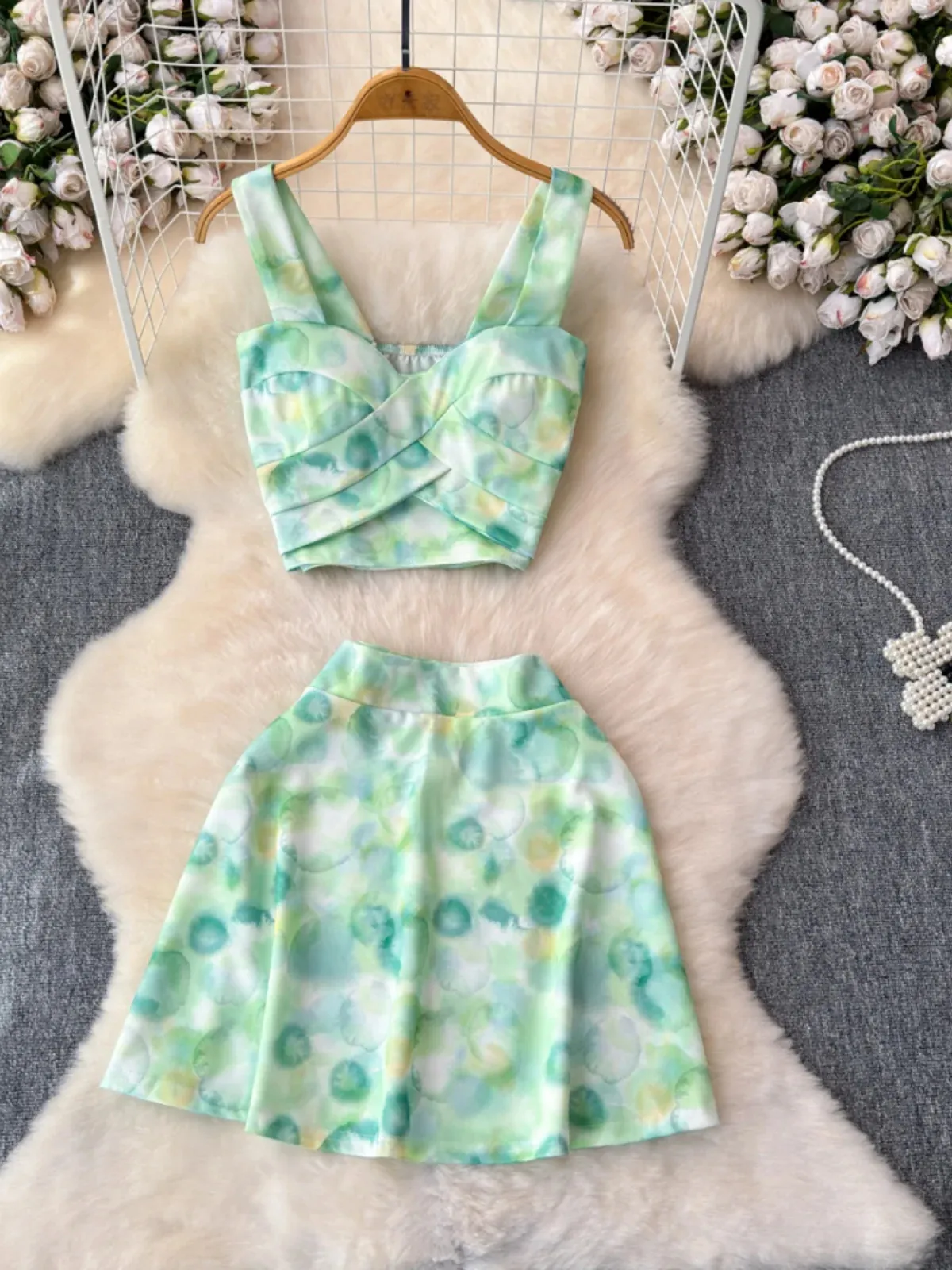 Outfits Skirt And Top Floral Print Spaghetti Strap Tank With A Line Mini  Skirt Set, High Waisted Summer Outfit From Shanye03, $30.01 | DHgate.Com, image size:1200x1600