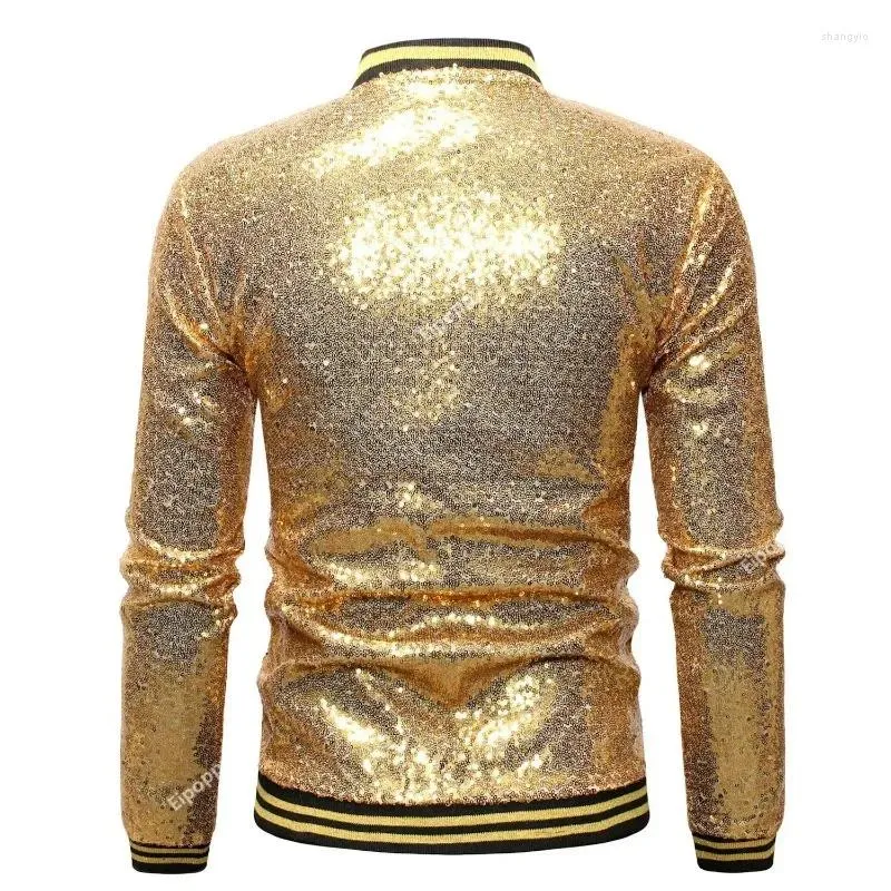 2024 Mens Gold Glitter Sequin Gold Baseball Jacket With Zipper Red Blue And Silver Overcoat For Men From Shangyio 34.25 DHgate.Com
