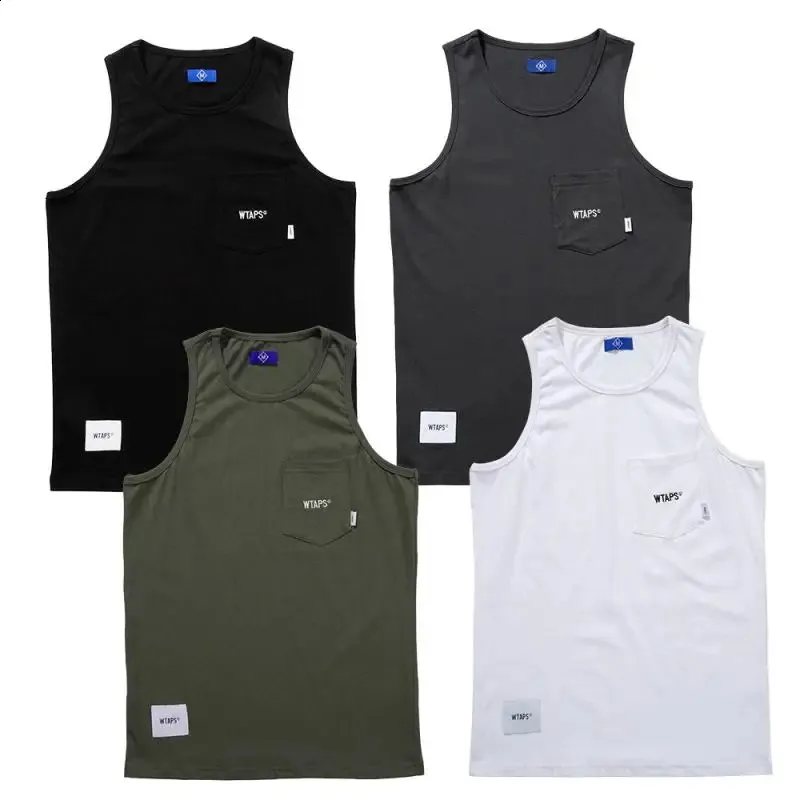 Embroidered Pocket Tank Top for Summer - Unisex Sleeveless Tee