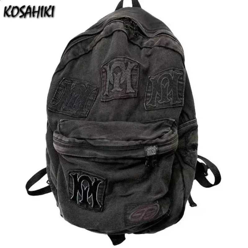 black leather embroidered backpack HARI II LOVE ME NOT Leather and Embroidery Dimensions La Martina Technical canvas Backpack