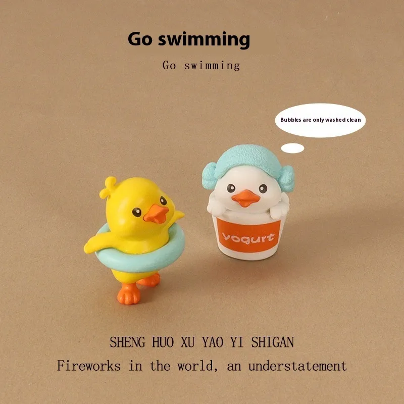 Charming Miniature Bath Duck Sculpture Collectible Art Desk