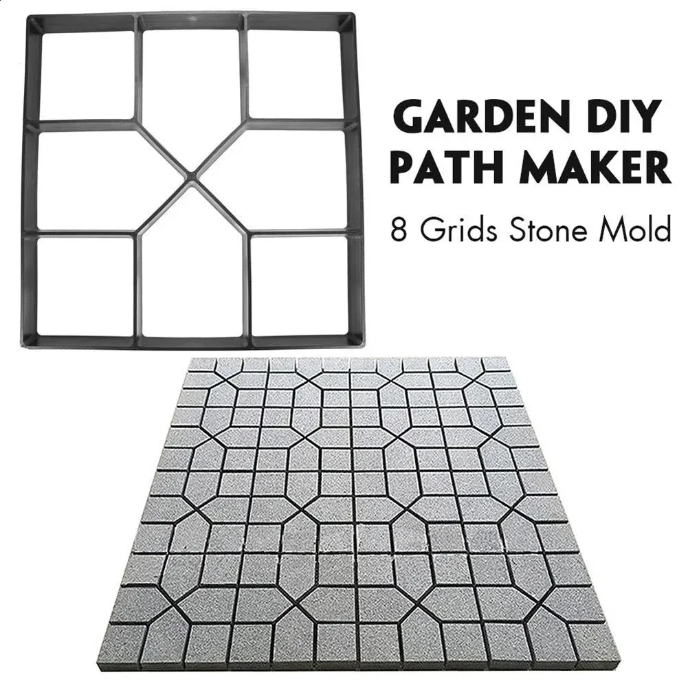 Concrete Path Maker Mould – 40x40cm Reusable Plastic Mold For DIY Stepping Stones, Garden Walkways, Patio