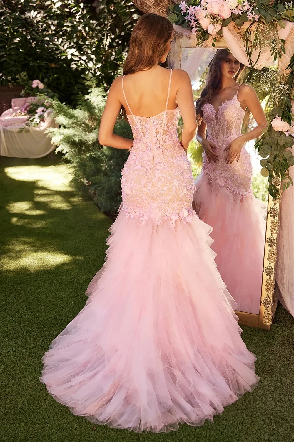 green emerald velvet dress Pink A Line Spaghetti Straps 3D Flowers Prom Dresses PL440