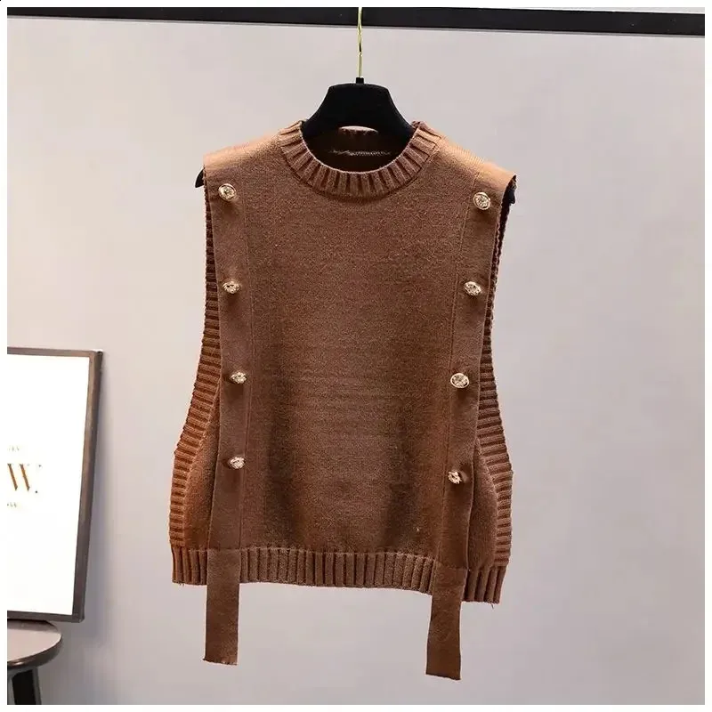Gilet Tricoté Sans Manches Femme - Pull Décontracté Col V Couleur Unie Printemps Automne Hiver