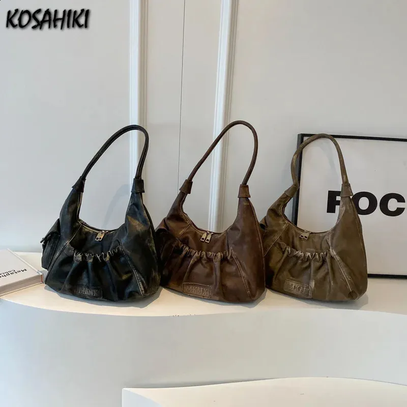 Vintage Japanese Y2K Aesthetic Vegan Leather Shoulder Bag