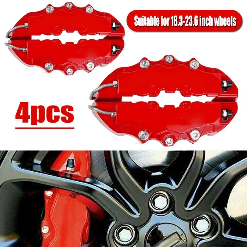 Universal Red Disc Brake Caliper Covers (4PCS) Front & Rear Accessories