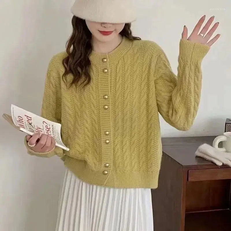 Vintage Chic Knit Cardigan: Women's Autumn/Winter Sweater, Crew Neck Knit  Shop Now!