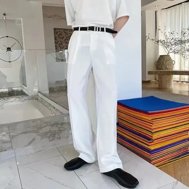 Men White High Waisted Dress Pants Mens High Waisted Straight Leg