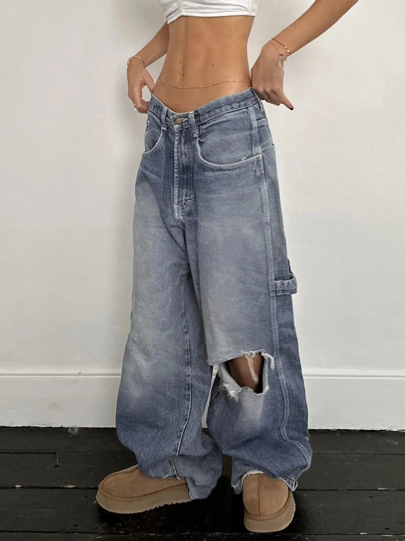 【ROCKCAKE】Damage Cargo Jeans ROCKCAKE】Damage Cargo Jeans ROCKCAKE】Damage Cargo Jeans