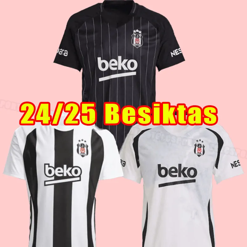2024 Besiktas JK Soccer Jersey Home White Black Polyester短袖メン 