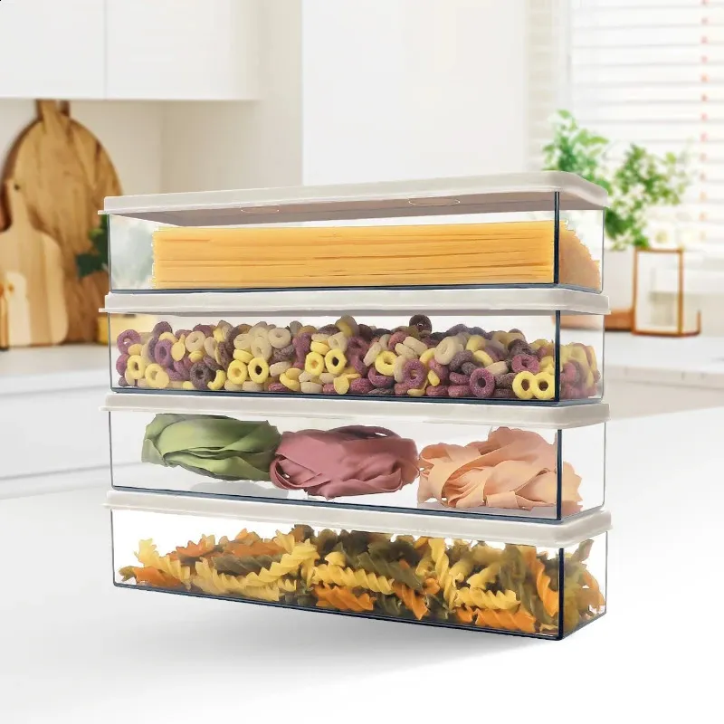 Clear Pasta Containers - Airtight Food Storage for Spaghetti, Noodles ...