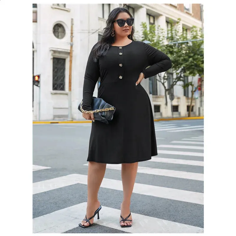 knee length dresses for ladies Berylove Women Black Midi Work Dress Bodycon Square Neck Business Dress with Long Sleeves, Black / US8 main image 0
