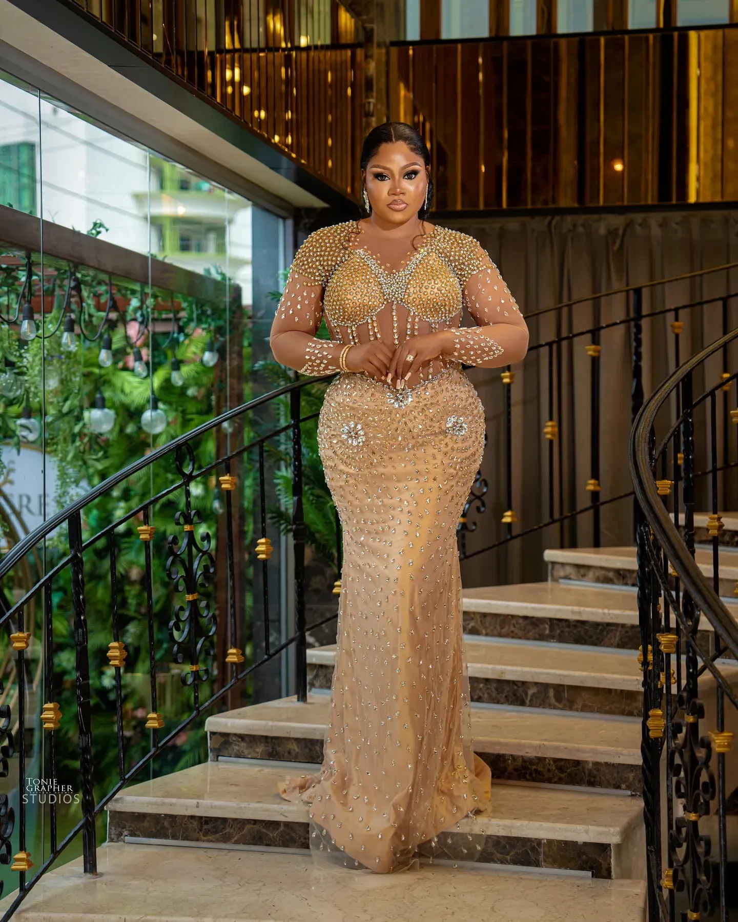 Mermaid Style Gold Gold Sparkly Prom Dress With Illusion Neck And Long Sleeves Zipper Back Included From Haiyan4419 238.62 DHgate.Com